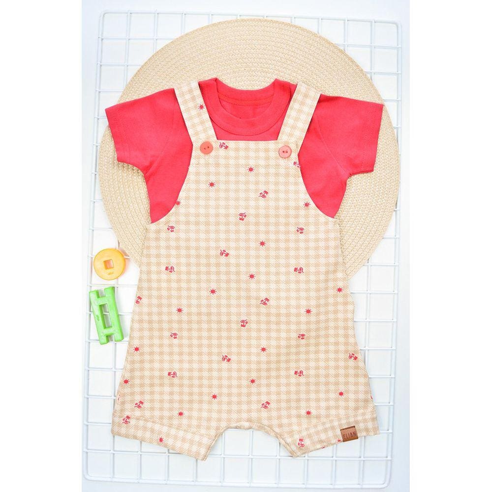 Conjunto Menino Macacão Camiseta Menino Bebê Algodão Elian