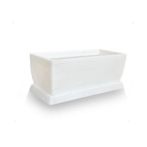 Vaso De Planta Jardineira + Prato Polietileno 60X25 Branco
