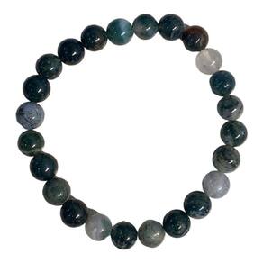 Pulseira Pedra Natural Ágata Indiana Verde 8mm Boas Energias