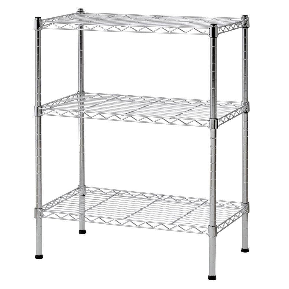 Estante Aço 3 Prateleiras Cromada 90 Cm C Rodinha Giratoria