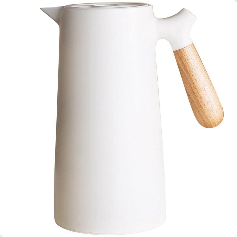 Garrafa Térmica 1 Litro Bule Cantinho do Café Chá Leite Água Plástico Cabo Madeira