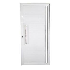 Porta Lambril de Alumínio Esquerda 210 x 90cm com Visor Linha Veneza Esquadrias Bergame Branco