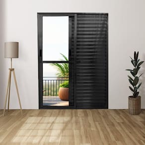 Porta Balcão de Alumínio 3 Folhas 210 x 160cm com Fechadura Linha 25 Preto
