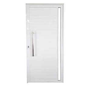 Porta Lambril de Alumínio Direita 210 x 90cm com Visor Linha Veneza Esquadrias Bergame Branco