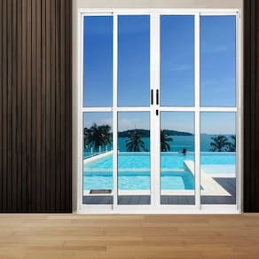 Porta Sacada de Alumínio 4 Folhas 210 x 180cm com Fechadura Linha 25 Branco