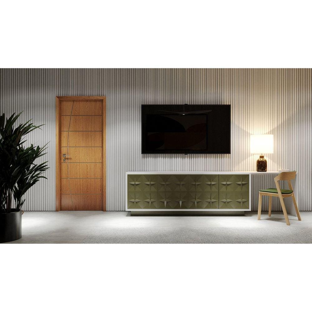 Porta de Madeira 210x90cm Espessura 3,5cm Mso Eucaplac Frisada Tivoli Eucatex Teka Milano