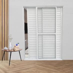 Porta Balcão de Alumínio 3 Folhas Móveis 210 x 120cm com Fechadura Linha 25 Esquadrias Bergame Branco