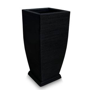 Vaso De Planta + Prato Alto Quadrado Polietileno 90X40 Preto