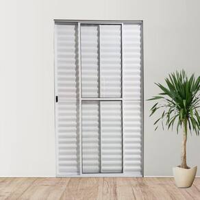 Porta Balcão de Alumínio 3 Folhas 210 x 120cm Linha Modular Branco