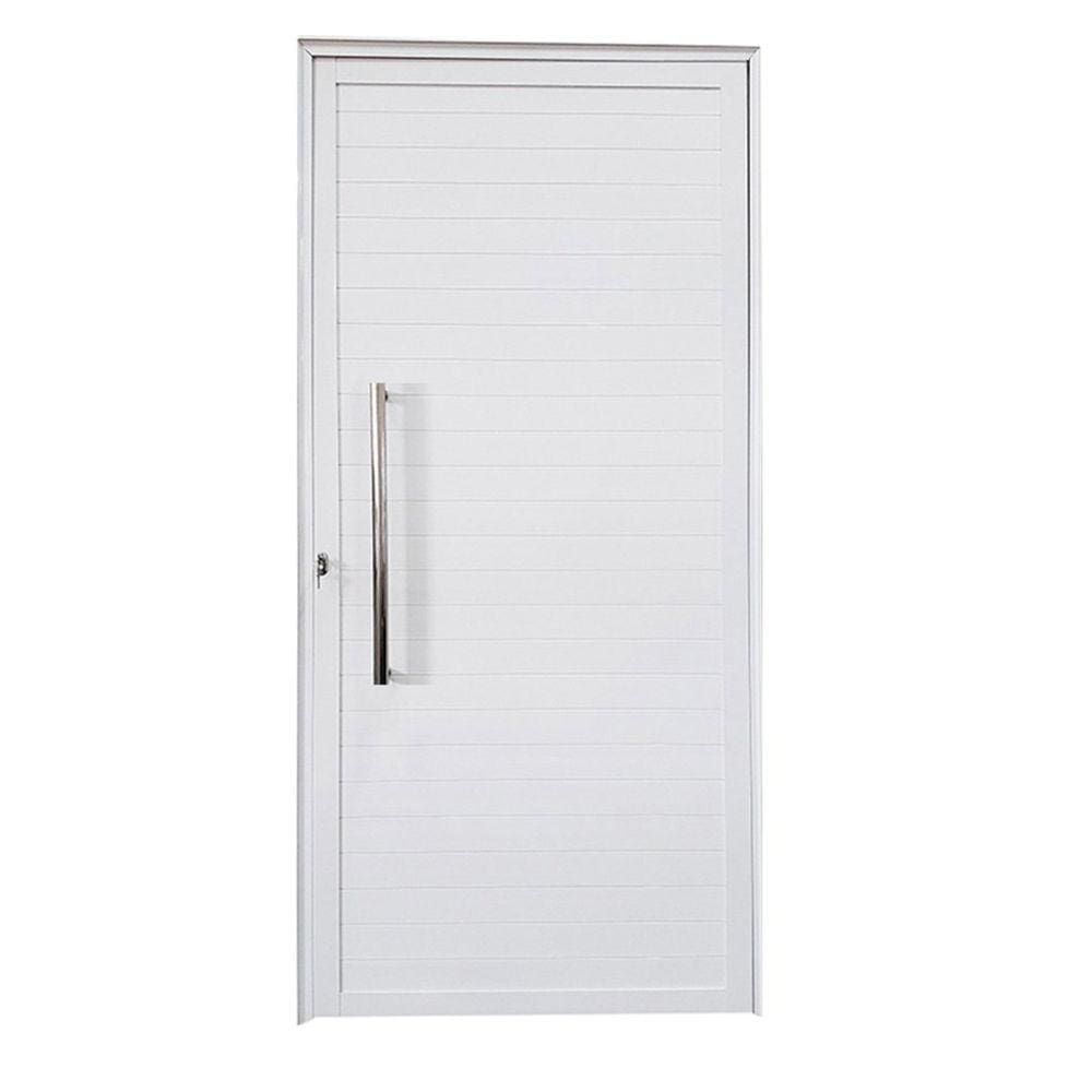 Porta Lambril de Alumínio Direita 210 x 80cm com Puxador Linha Veneza Esquadrias Bergame Branco