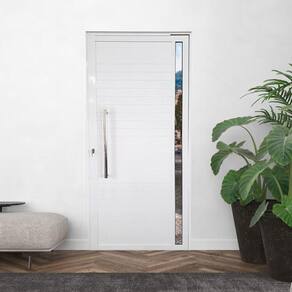 Porta Pivotante de Alumínio 210 x 120cm com Puxador e Vidro Veneza Esquadrias Bergame Branco
