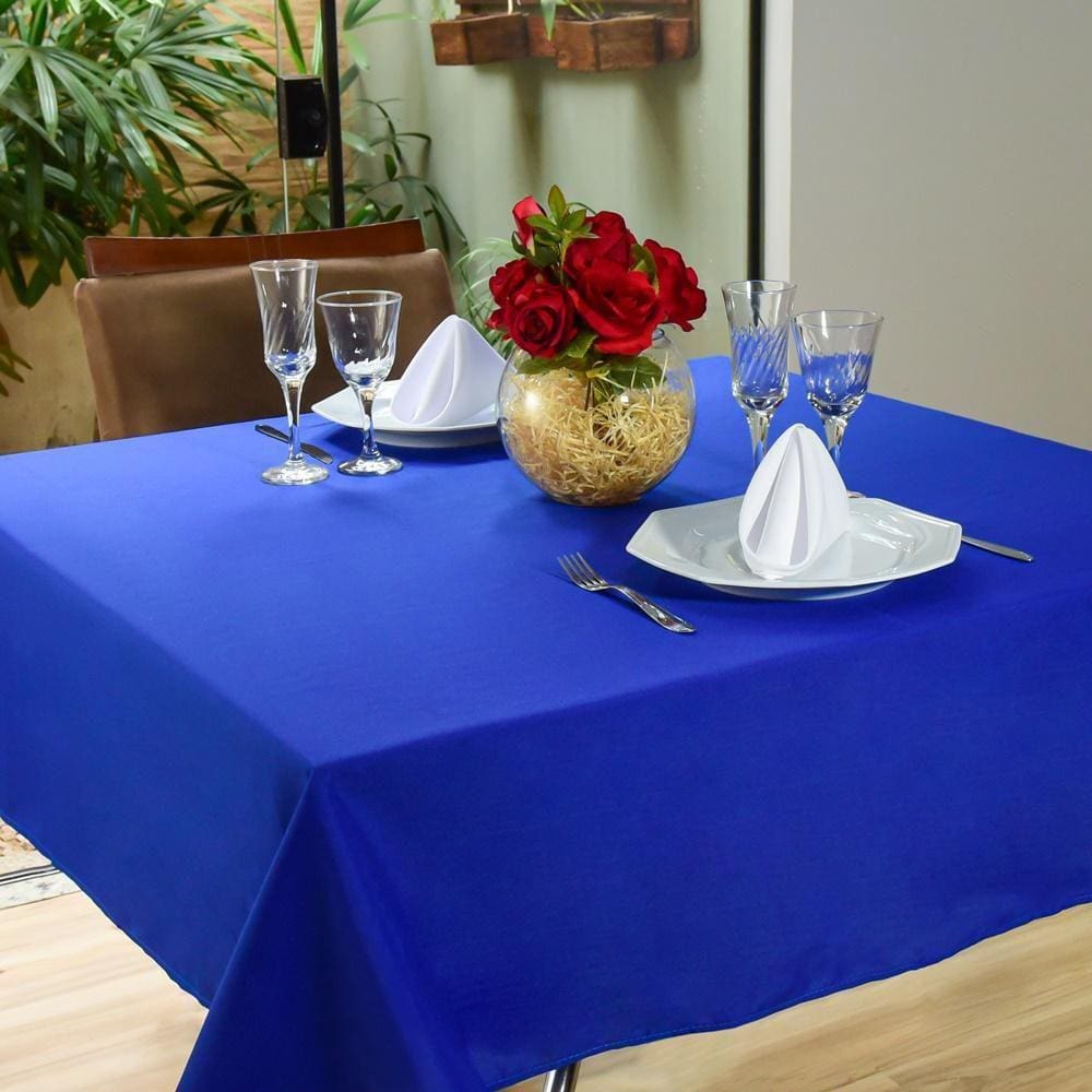Toalha Mesa 12 Lugares Jantar Oxford Lisa 3,50M Azul Royal