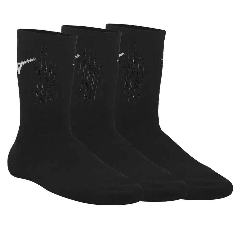 Kit Meia Mizuno Cano Médio Training Pacote com 3 pares - Preto