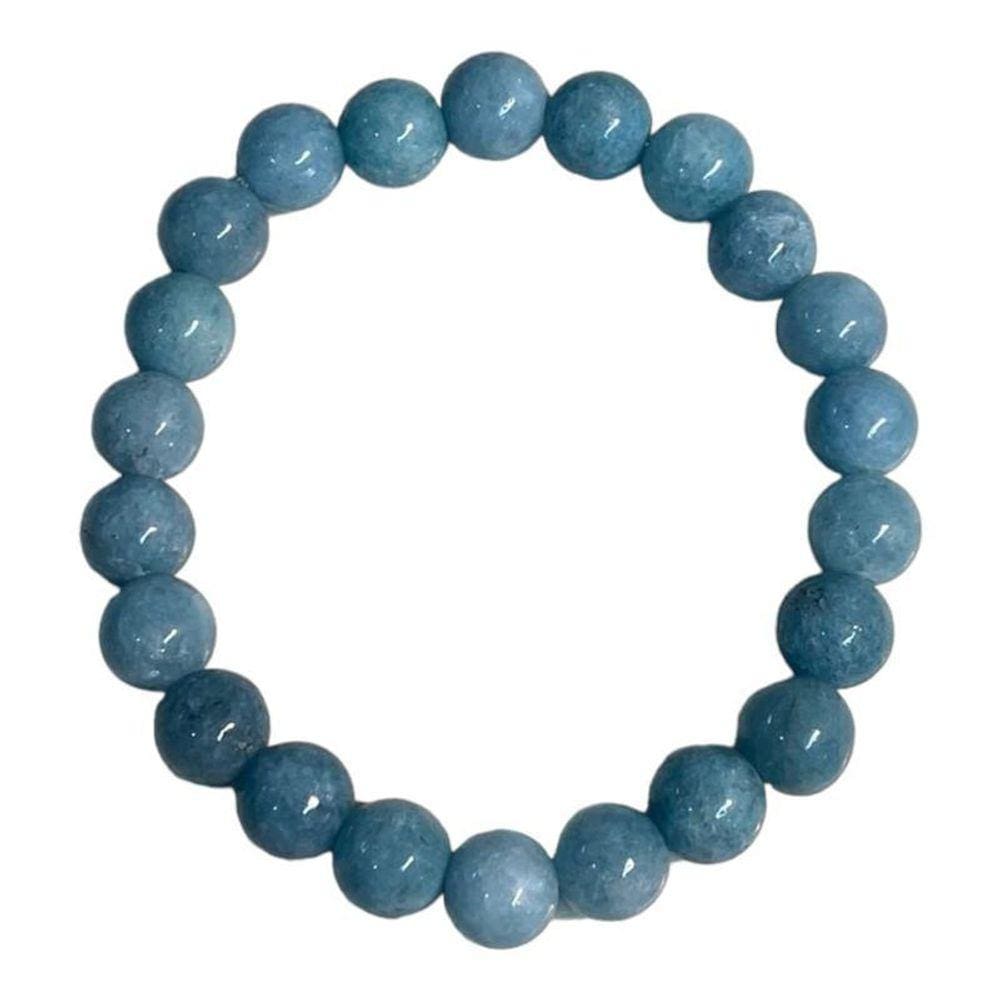 Pulseira Pedra Natural Água Marinha Azul Claro 8 Mm Harmonia