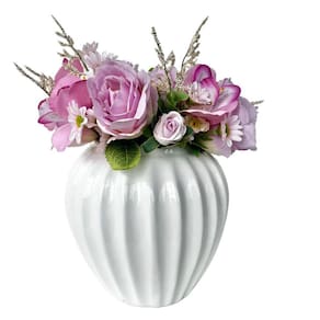 Decoração sala vaso centro de mesa branco c/ arranjo flor