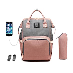 Mochila térmica USB impermeável moderna grande rosa + g