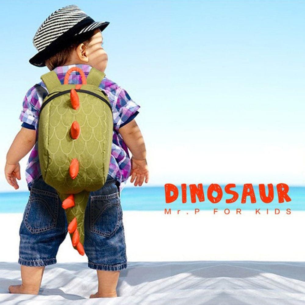 Mochila Generic Boys Dino Green Poliéster Denim 20L