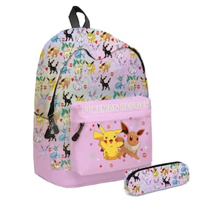 Mochila Pikachu School com estojo de lápis em tela de poliéster