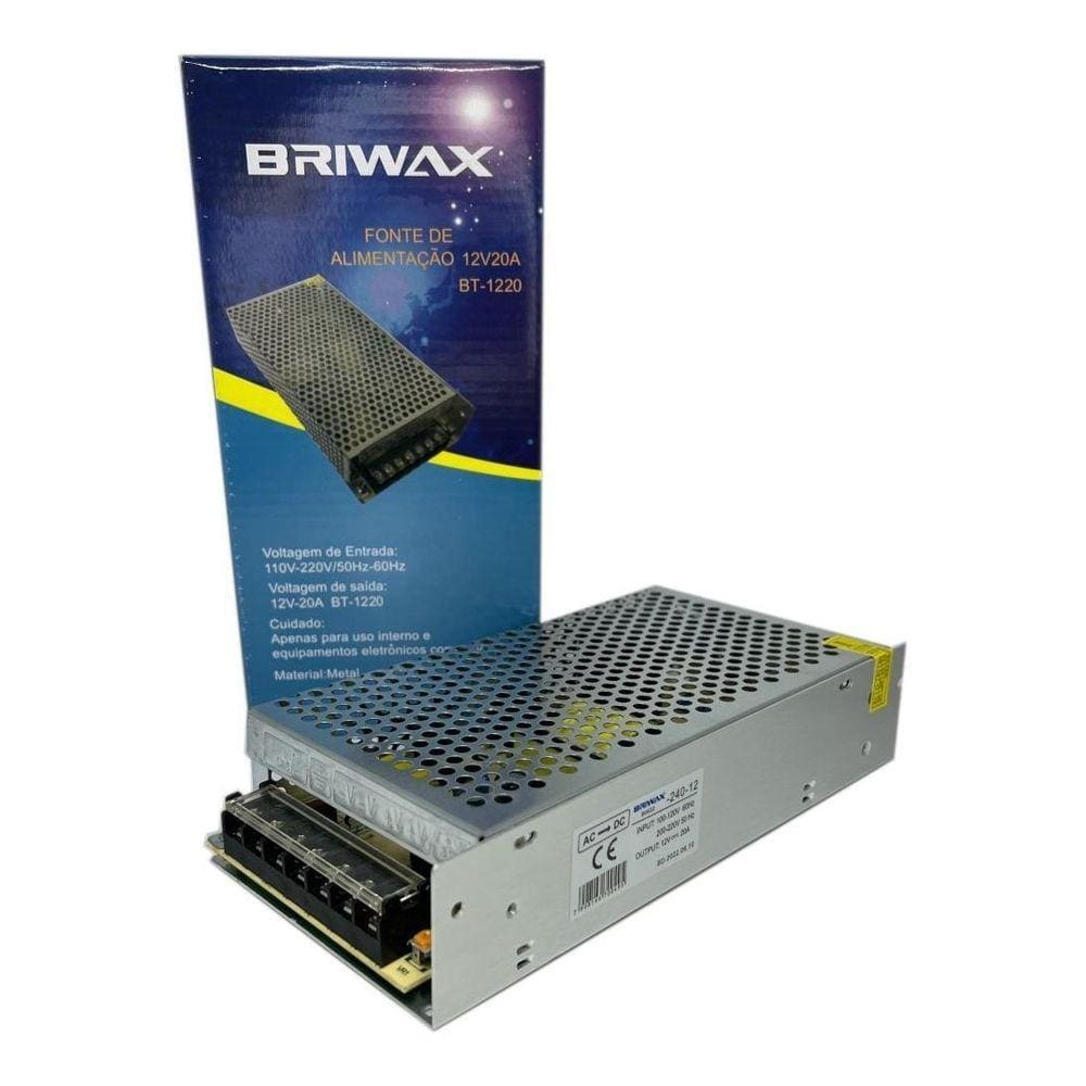 Fonte Chaveada 20A 12V 240W Bivolt Som Automotivo Led Briwax