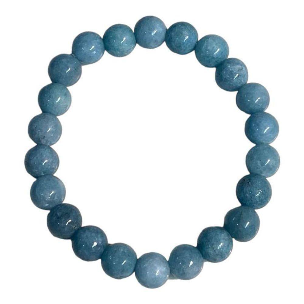 Pulseira Pedra Natural Água Marinha Azul Claro 8 Mm Harmonia