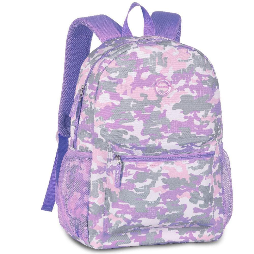 Mochila de Costas Casual Espaçosa Camuflada Roxo Clio