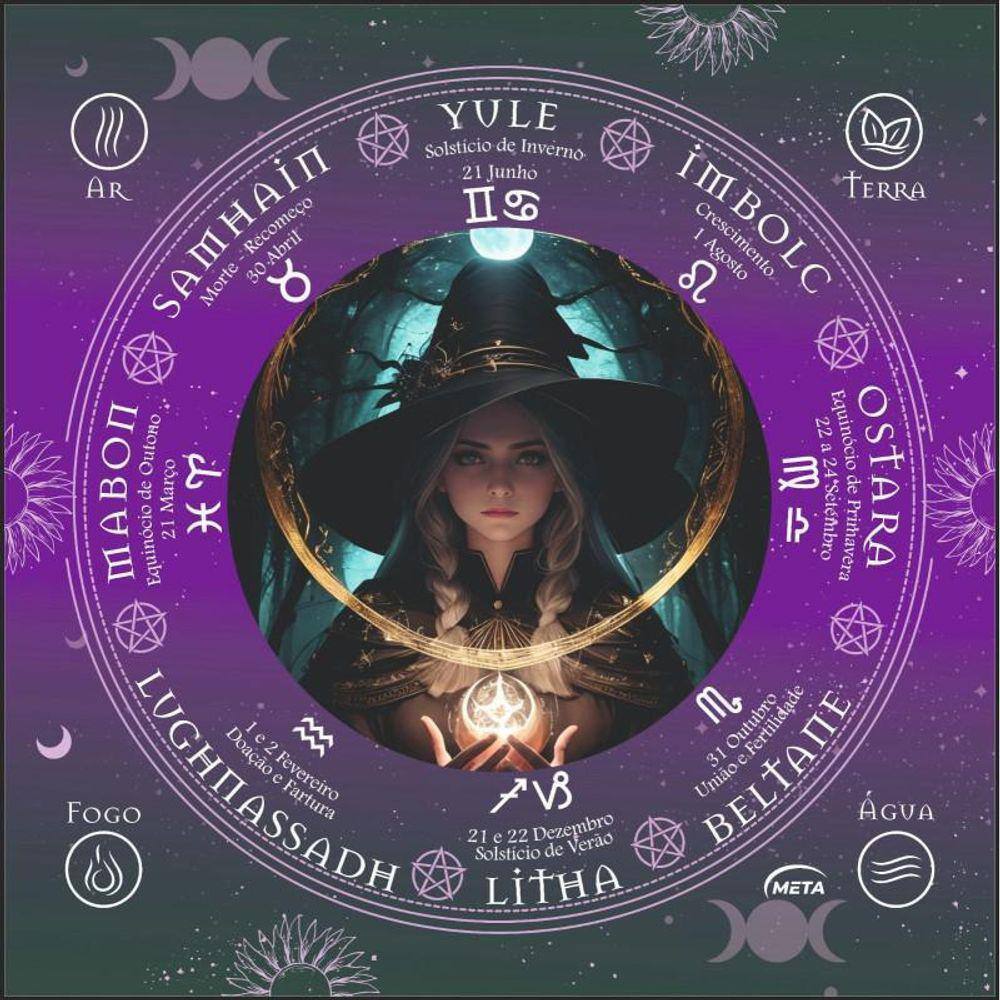 A Legítima Toalha Jogo Cartas Bruxa Wicca 70X70Cm Verde