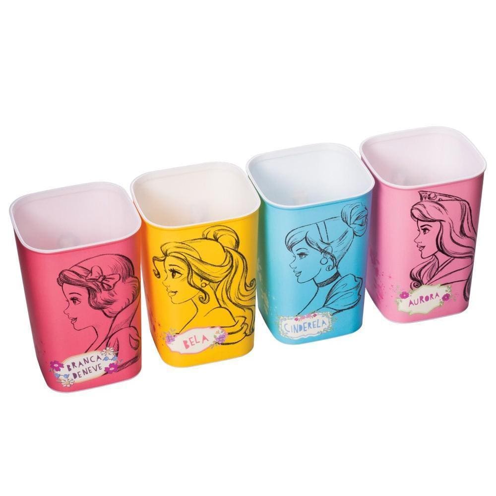Kit 4 Porta Canetas Lápis Minnie Princesas Organizador