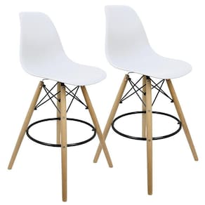 Kit 2 Banquetas Charles Eames Eiffel Wood Design Base Fixa