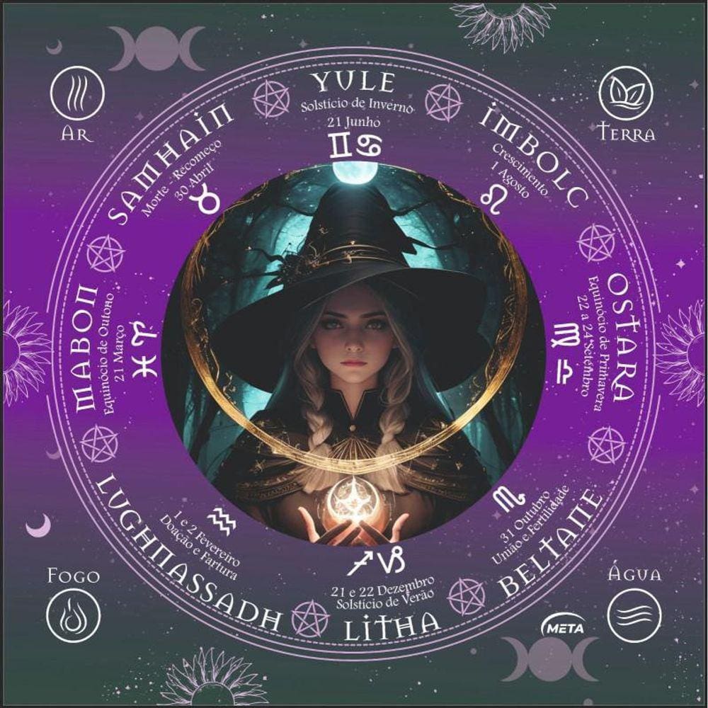 A Legítima Toalha Jogo Cartas Bruxa Wicca 70X70Cm Verde