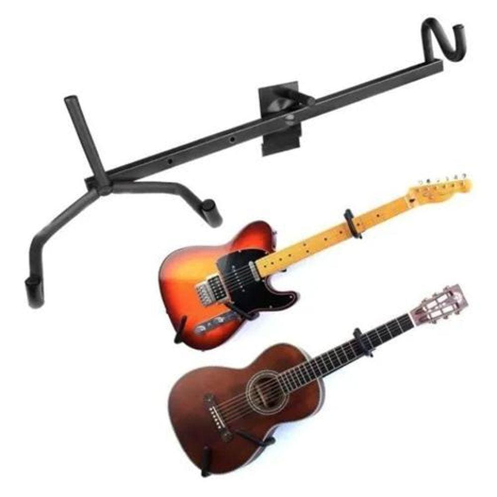 Suporte Canaletado p/ Violão/Guitarra/Baixo - Base Almofadada - Metal - Preto