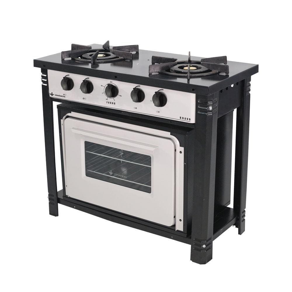 Fogão Industrial Com Forno 2 Bocas Duplas Bravo Br2bf Cinza - Venâncio
