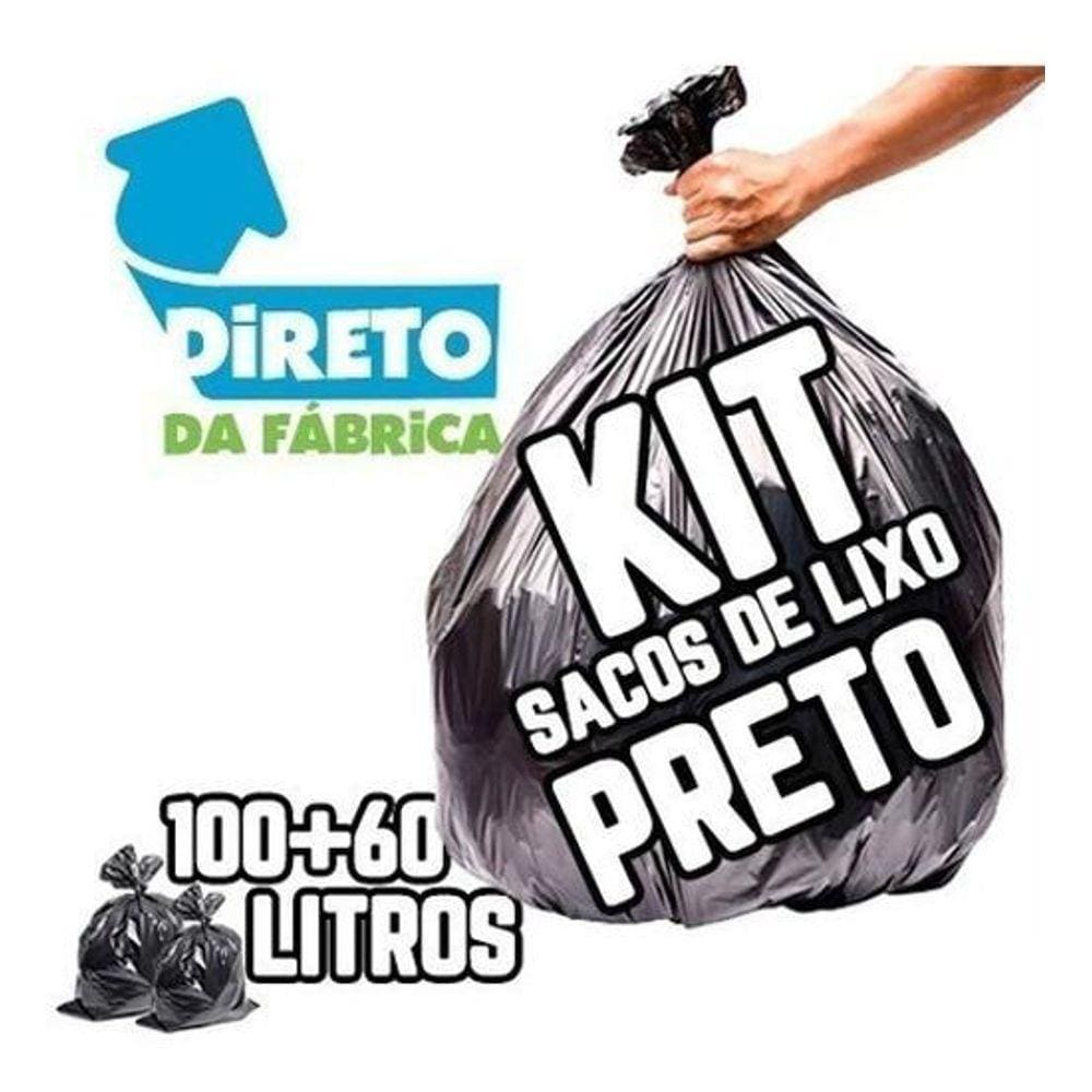 Kit Saco De Lixo 100Un 100L E 200Un 60L Preto Reforçado