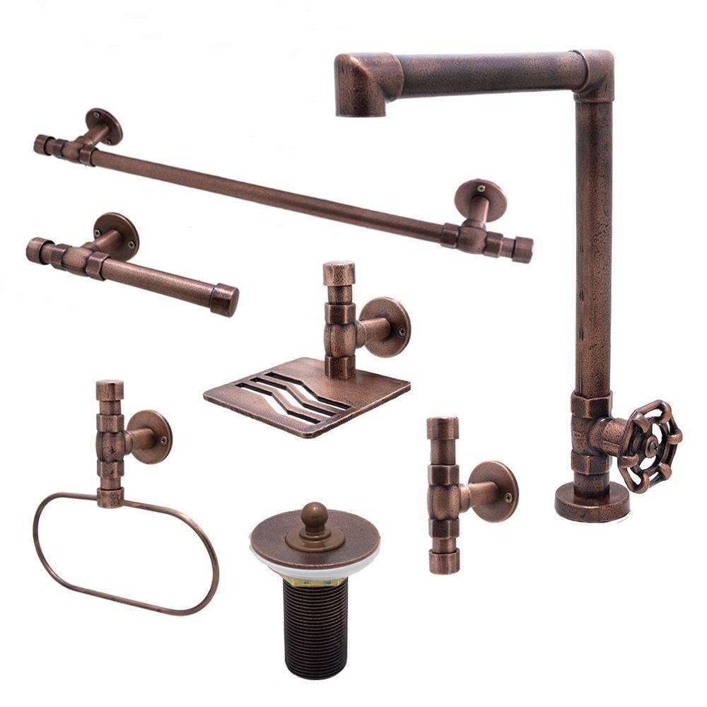 Kit Torneira E Acessórios Rustico Banheiro Completo 7 Peças