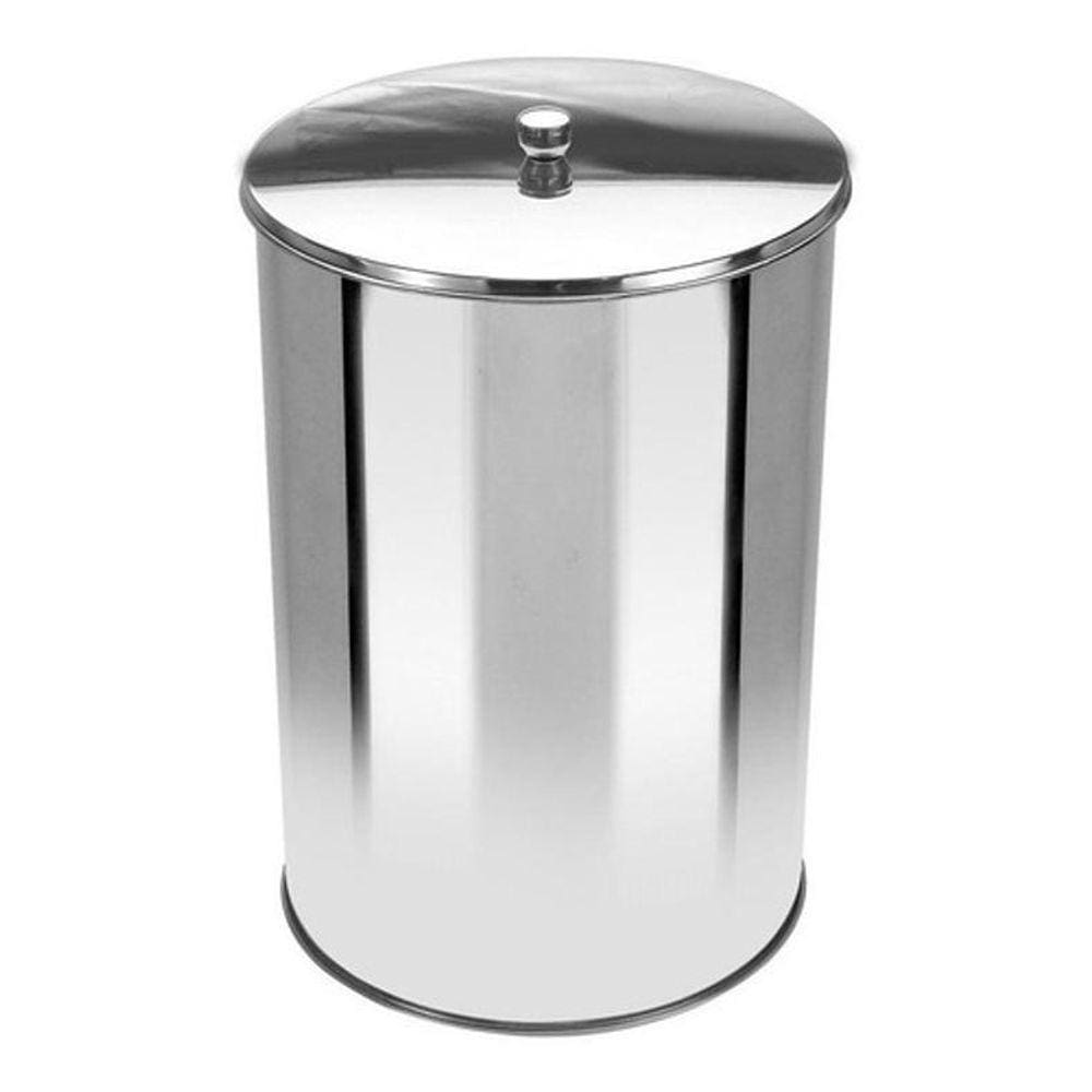 Lixeira Office Redonda Com Tampa Em Aço Inox 5 Litros