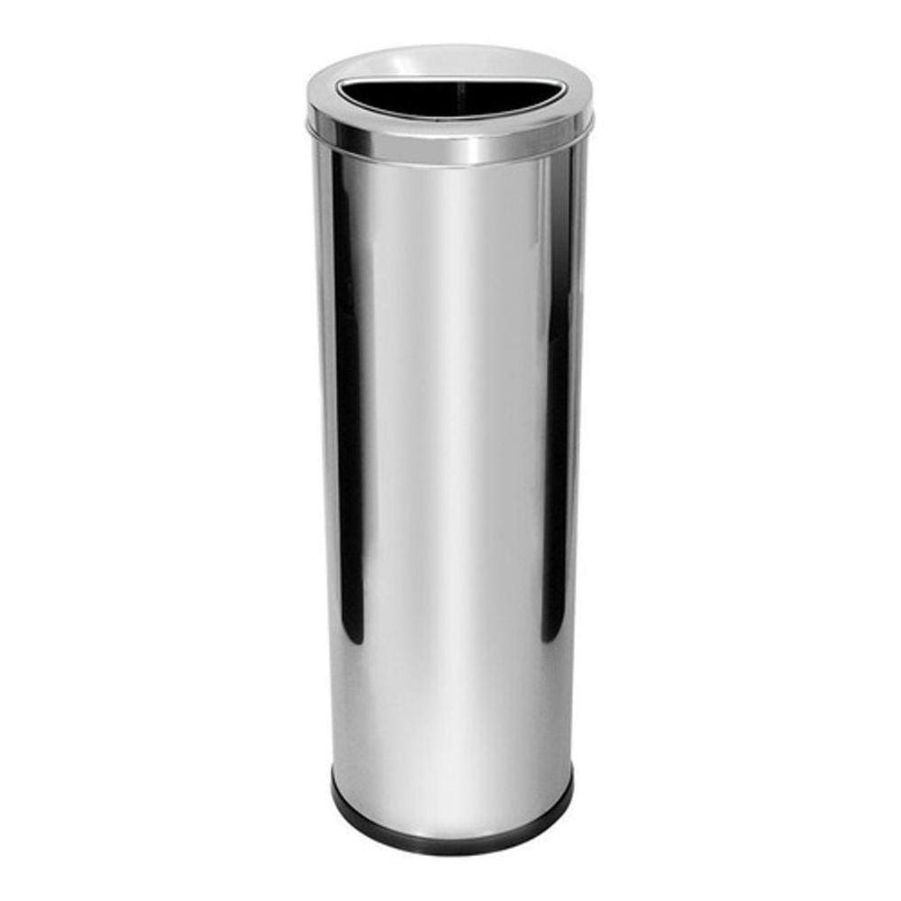 Lixeira Aço Inox 30 Litros Com Aro Meia Lua