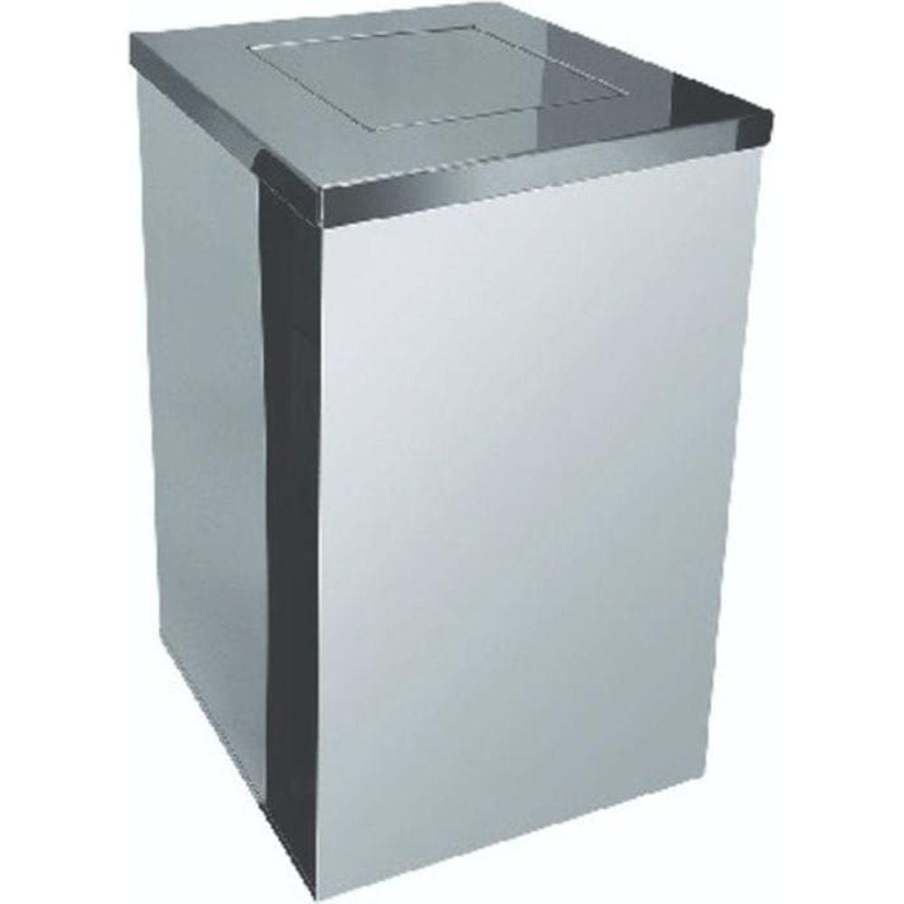 Lixeira Quadrada Em Aço Inox Com Tampa Vai-Vem 36 L