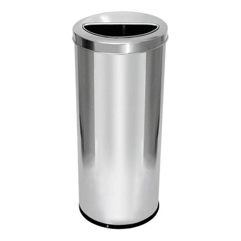 Lixeira Em Aço Inox 50 Litros Com Aro Meia Lua