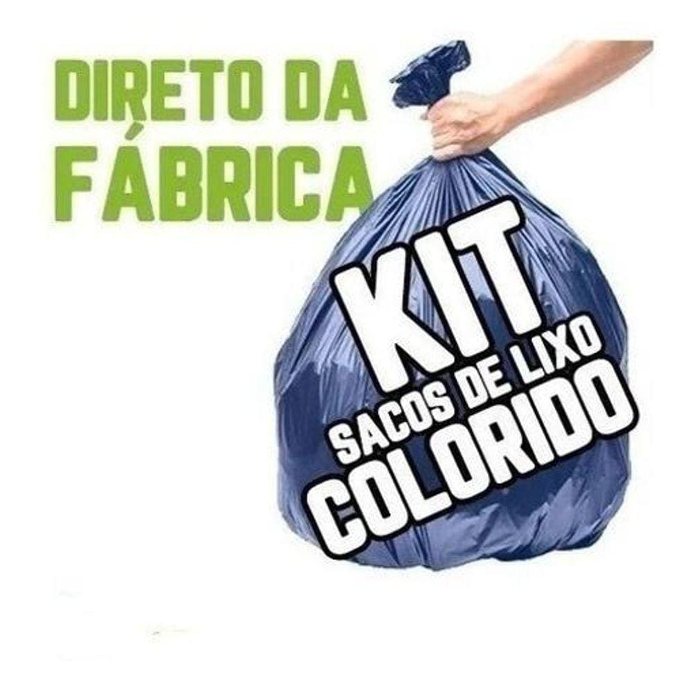 Kit 100 Sacos Lixo  60L E 100L  Branco + Verde + Azul