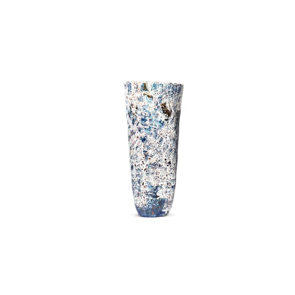 Vaso Decorativo de Cerâmica Pilão Azul Vulcânico 37cm