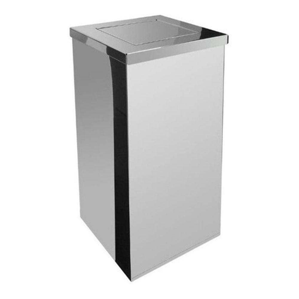 Lixeira Quadrada Em Aço Inox Com Tampa Vai-Vem 36 L