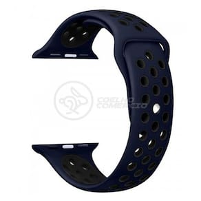Pulseira Silicone Para Iwo Smartwatch 42mm E 44mm Sport - Azul E Preto