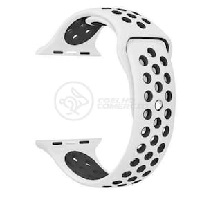 Pulseira Silicone Para Iwo Smartwatch 42mm E 44mm Sport - Branco E Preto