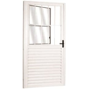Porta Social Palheta de Alumínio 210 X 90cm Linha 25 Lado Direito Esquadrias Bergame Branco