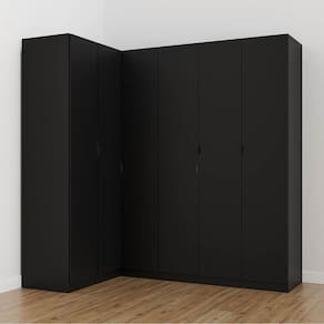 Guarda Roupa Modulado de Canto 6 Portas 3 Peças Hera Cabecasa Madeiramadeira Preto/Preto