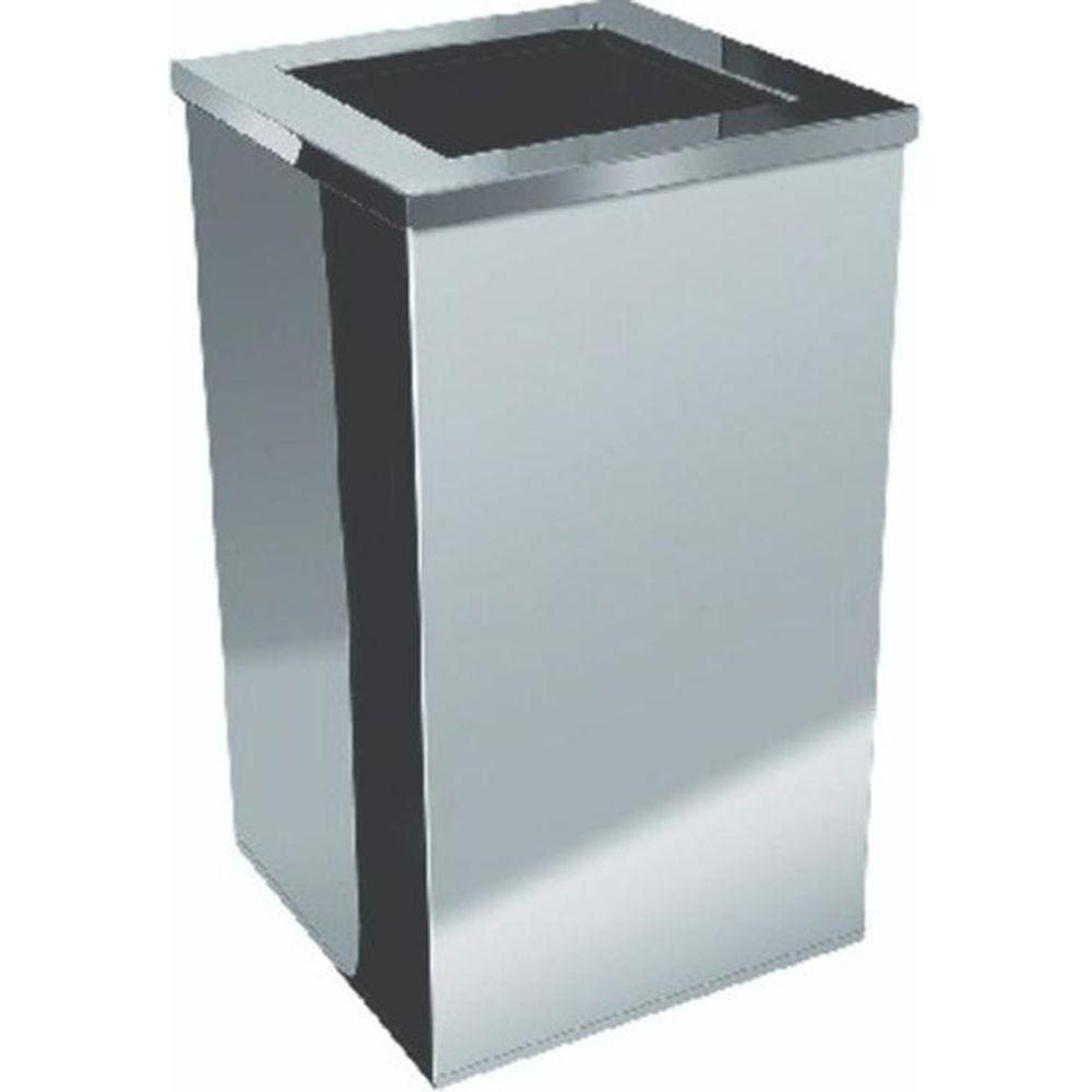 Lixeira Quadrada Em Aço Inox Com Tampa Aro Aberta 50 L