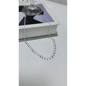Choker Mini Cristais Pedrinhas Coloridos Prata Rayie Acess