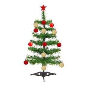 Árvore Natal Verde 35cm Mini 15 Bolas Verm/Douradas