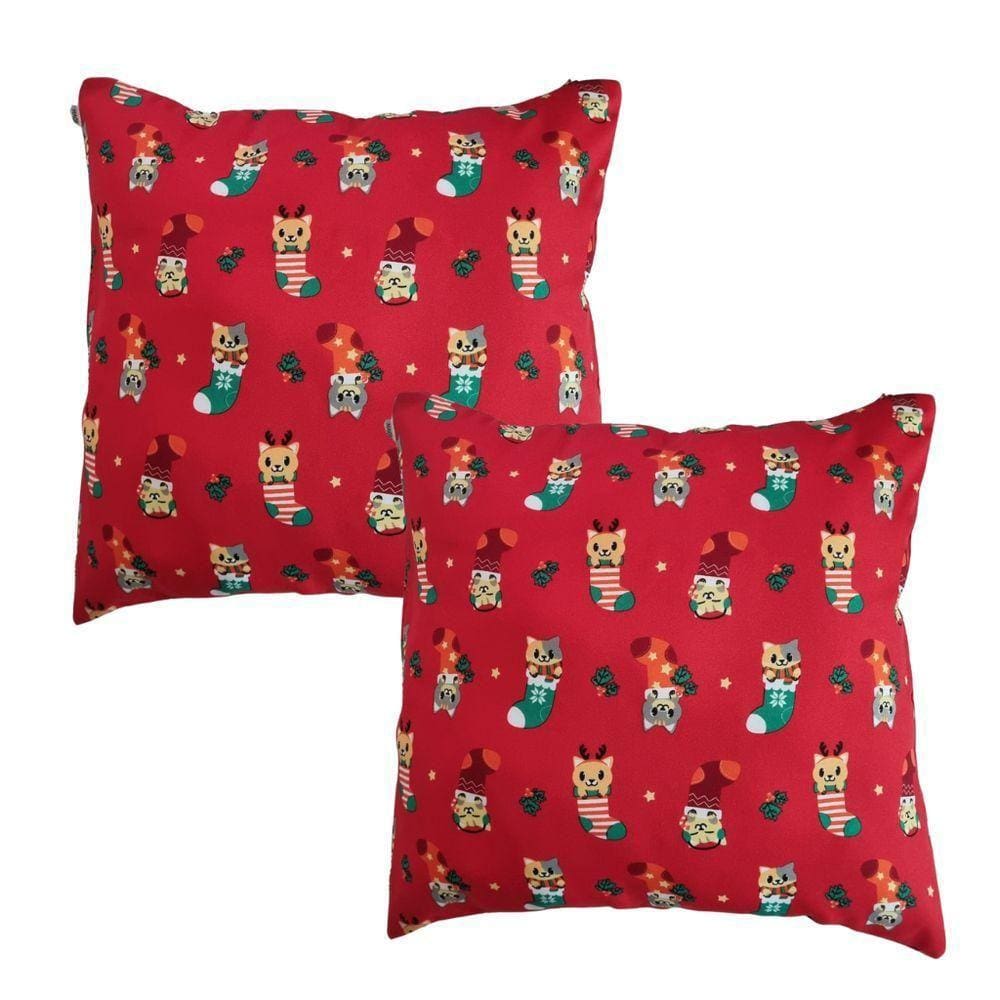 Kit 2 Almofadas Decorativas Natal Oxford 45x45 Vermelho