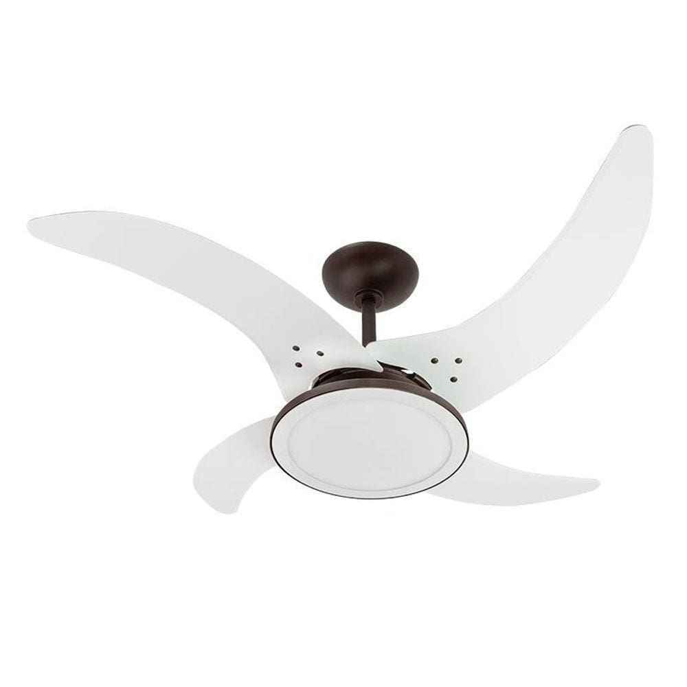 Ventilador De Teto Tron Mareiro Led 4 Pás Branco / Marrom 12