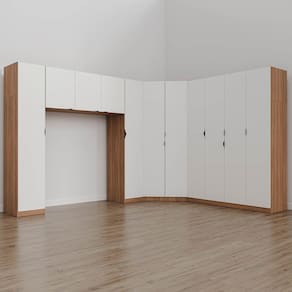 Guarda Roupa Modulado Casal de Canto 11 Portas 5 Peças Hera Cabecasa Madeiramadeira Louro/Branco Geada/Preto